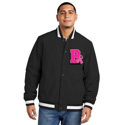 Bulldogs School Spirit Game Day We Wear Pink Breast Cancer Insulated Varsity Jacket