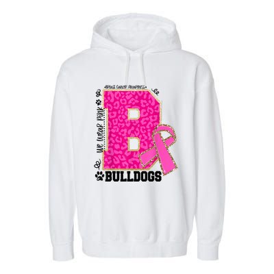 Bulldogs School Spirit Game Day We Wear Pink Breast Cancer Garment-Dyed Fleece Hoodie