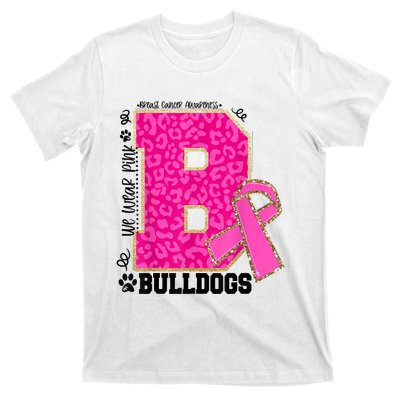 Bulldogs School Spirit Game Day We Wear Pink Breast Cancer T-Shirt