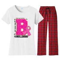 Bulldogs School Spirit Game Day We Wear Pink Breast Cancer Women's Flannel Pajama Set