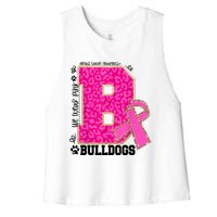 Bulldogs School Spirit Game Day We Wear Pink Breast Cancer Women's Racerback Cropped Tank