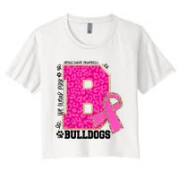 Bulldogs School Spirit Game Day We Wear Pink Breast Cancer Women's Crop Top Tee