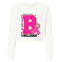 Bulldogs School Spirit Game Day We Wear Pink Breast Cancer Cropped Pullover Crew