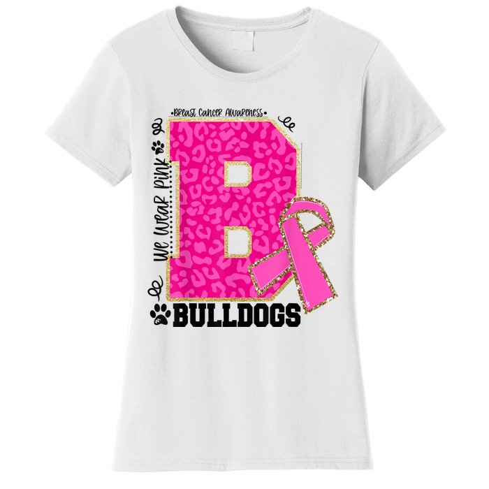 Bulldogs School Spirit Game Day We Wear Pink Breast Cancer Women's T-Shirt