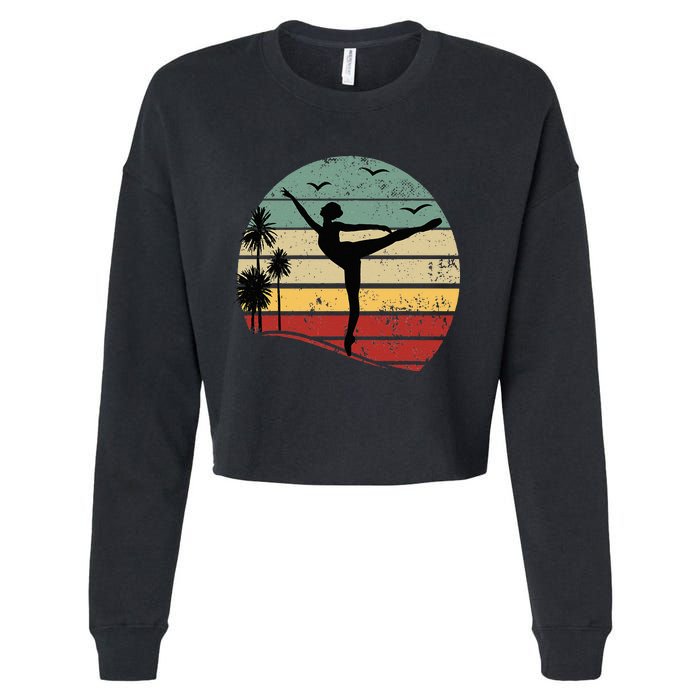 Ballet Silhouette Sunset Ballet Ballet Ballerina Cropped Pullover Crew