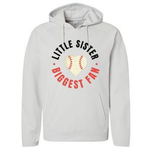 Baseball Sister 's Little Sister Biggest Fan Tee Ball Performance Fleece Hoodie