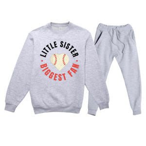 Baseball Sister 's Little Sister Biggest Fan Tee Ball Premium Crewneck Sweatsuit Set