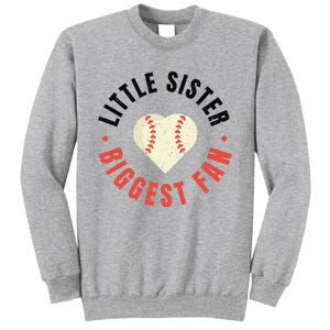 Baseball Sister 's Little Sister Biggest Fan Tee Ball Tall Sweatshirt