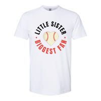 Baseball Sister 's Little Sister Biggest Fan Tee Ball Softstyle CVC T-Shirt