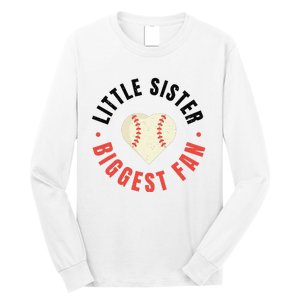 Baseball Sister 's Little Sister Biggest Fan Tee Ball Long Sleeve Shirt