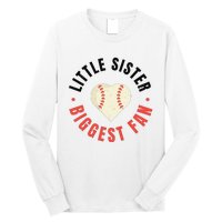 Baseball Sister 's Little Sister Biggest Fan Tee Ball Long Sleeve Shirt