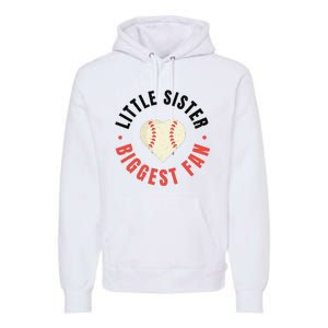 Baseball Sister 's Little Sister Biggest Fan Tee Ball Premium Hoodie