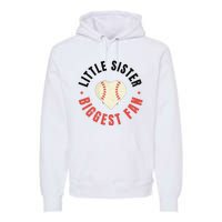 Baseball Sister 's Little Sister Biggest Fan Tee Ball Premium Hoodie