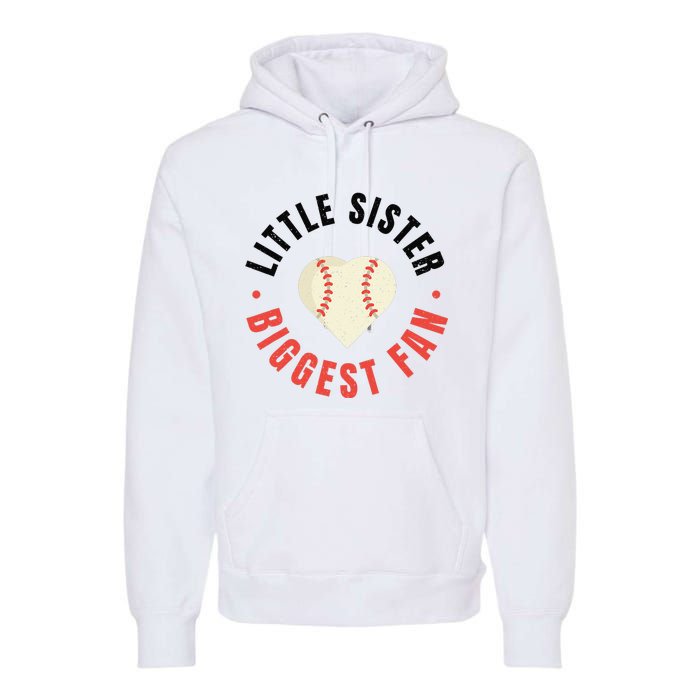 Baseball Sister 's Little Sister Biggest Fan Tee Ball Premium Hoodie