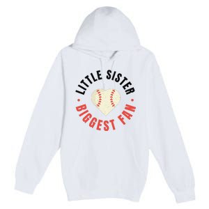 Baseball Sister 's Little Sister Biggest Fan Tee Ball Premium Pullover Hoodie