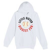 Baseball Sister 's Little Sister Biggest Fan Tee Ball Premium Pullover Hoodie