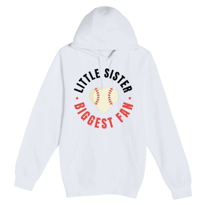 Baseball Sister 's Little Sister Biggest Fan Tee Ball Premium Pullover Hoodie