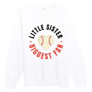 Baseball Sister 's Little Sister Biggest Fan Tee Ball Premium Crewneck Sweatshirt