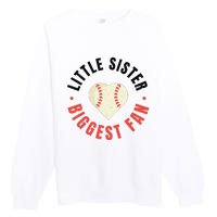 Baseball Sister 's Little Sister Biggest Fan Tee Ball Premium Crewneck Sweatshirt