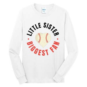 Baseball Sister 's Little Sister Biggest Fan Tee Ball Tall Long Sleeve T-Shirt