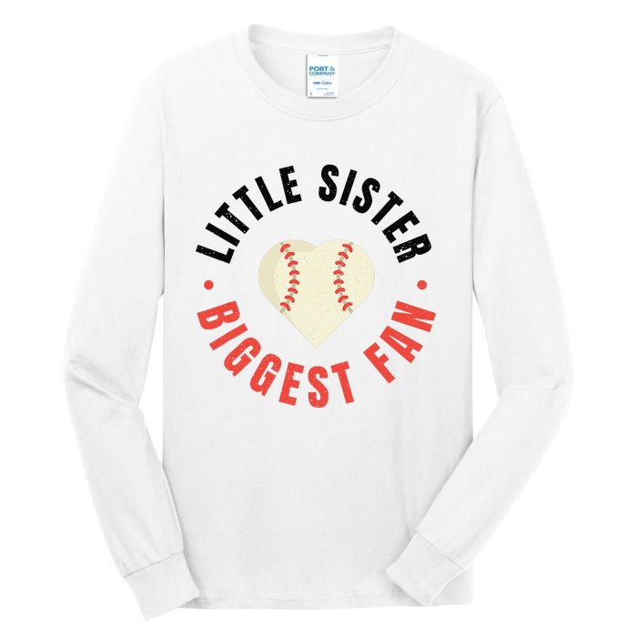 Baseball Sister 's Little Sister Biggest Fan Tee Ball Tall Long Sleeve T-Shirt