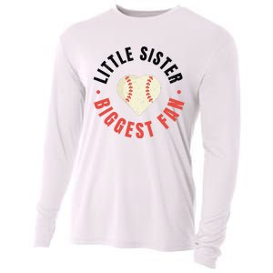 Baseball Sister 's Little Sister Biggest Fan Tee Ball Cooling Performance Long Sleeve Crew