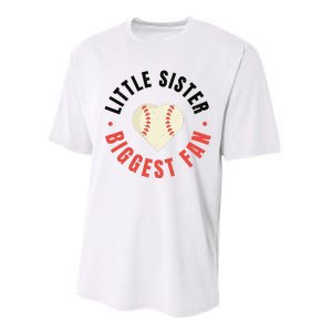 Baseball Sister 's Little Sister Biggest Fan Tee Ball Performance Sprint T-Shirt