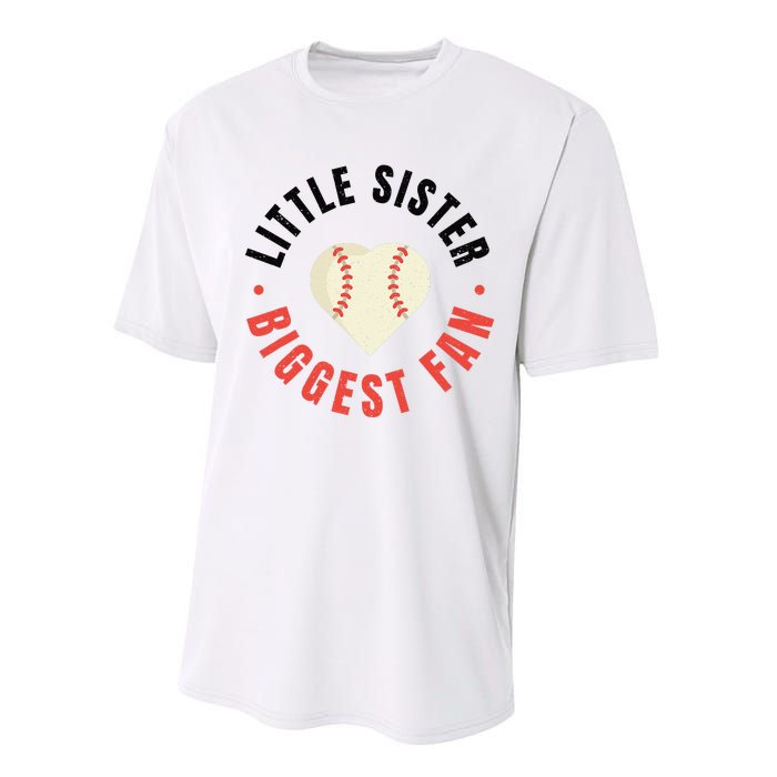 Baseball Sister 's Little Sister Biggest Fan Tee Ball Performance Sprint T-Shirt