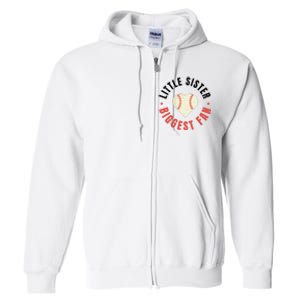 Baseball Sister 's Little Sister Biggest Fan Tee Ball Full Zip Hoodie