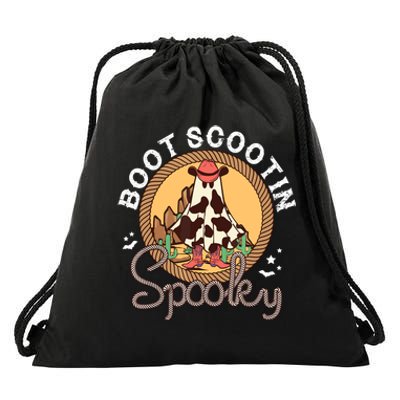 Boot Scootin Spooky Western Halloween Ghost Spooky Season Drawstring Bag