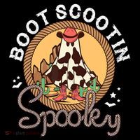 Boot Scootin Spooky Western Halloween Ghost Spooky Season Flatbill Hat
