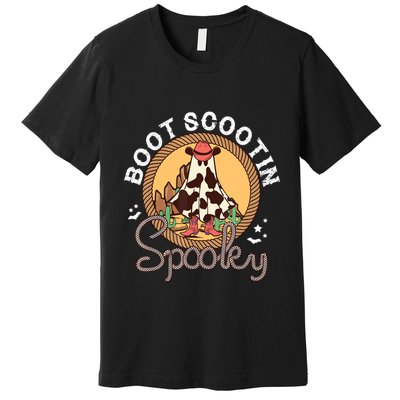 Boot Scootin Spooky Western Halloween Ghost Spooky Season Premium T-Shirt