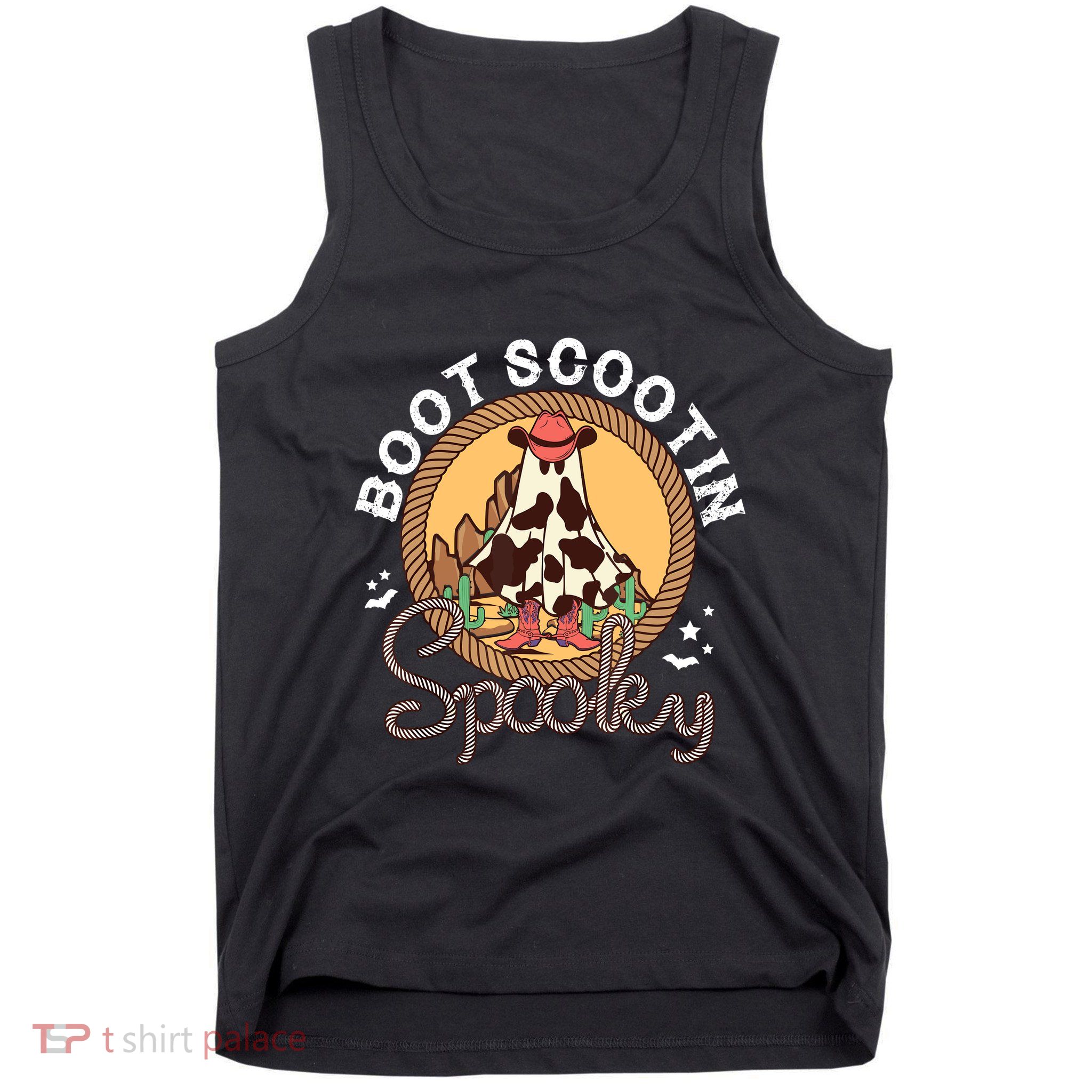 Boot Scootin Spooky Western Halloween Ghost Spooky Season Tank Top