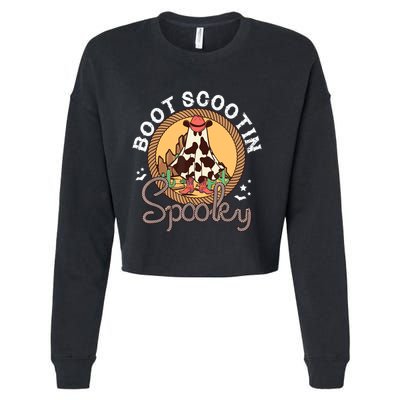 Boot Scootin Spooky Western Halloween Ghost Spooky Season Cropped Pullover Crew