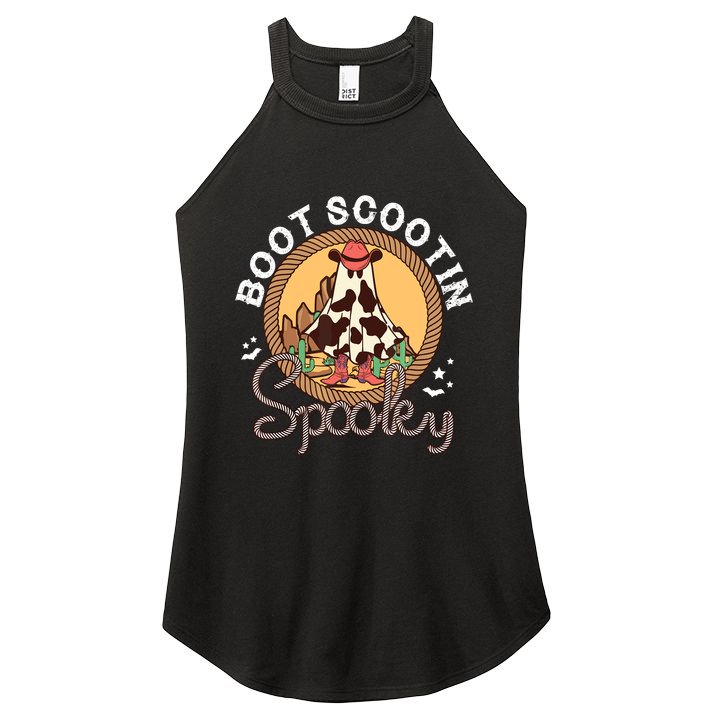 Boot Scootin Spooky Western Halloween Ghost Spooky Season Women's Perfect Tri Rocker Tank