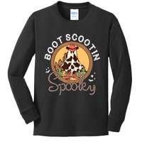 Boot Scootin Spooky Western Halloween Ghost Spooky Season Kids Long Sleeve Shirt