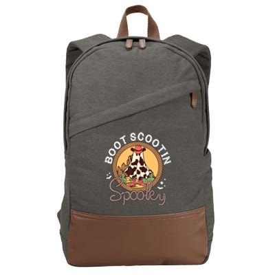 Boot Scootin Spooky Western Halloween Ghost Spooky Season Cotton Canvas Backpack