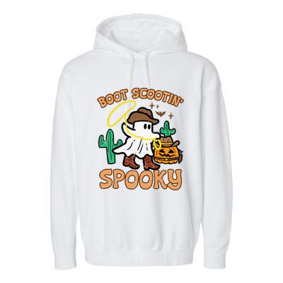 Boot Scootin Spooky Ghost Cowboy Funny Halloween Garment-Dyed Fleece Hoodie