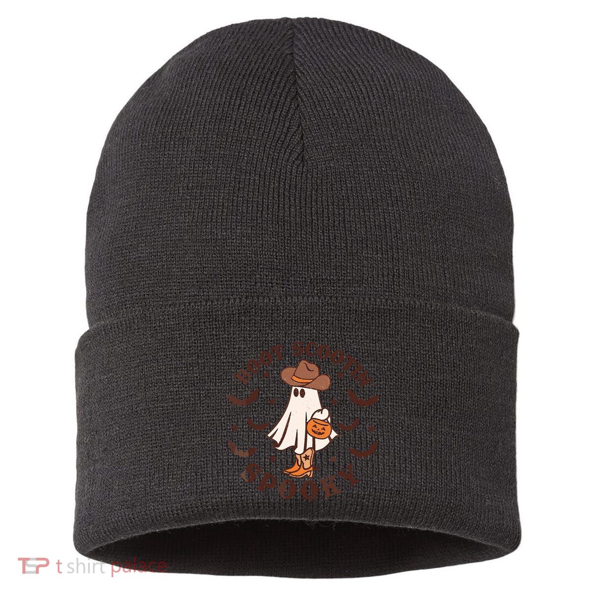 Boot Scootin Spooky Cowboy Ghost Western Halloween Cute Spooky Sustainable Knit Beanie