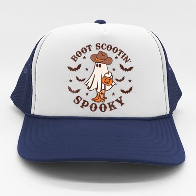 Boot Scootin Spooky Cowboy Ghost Western Halloween Cute Spooky Trucker Hat