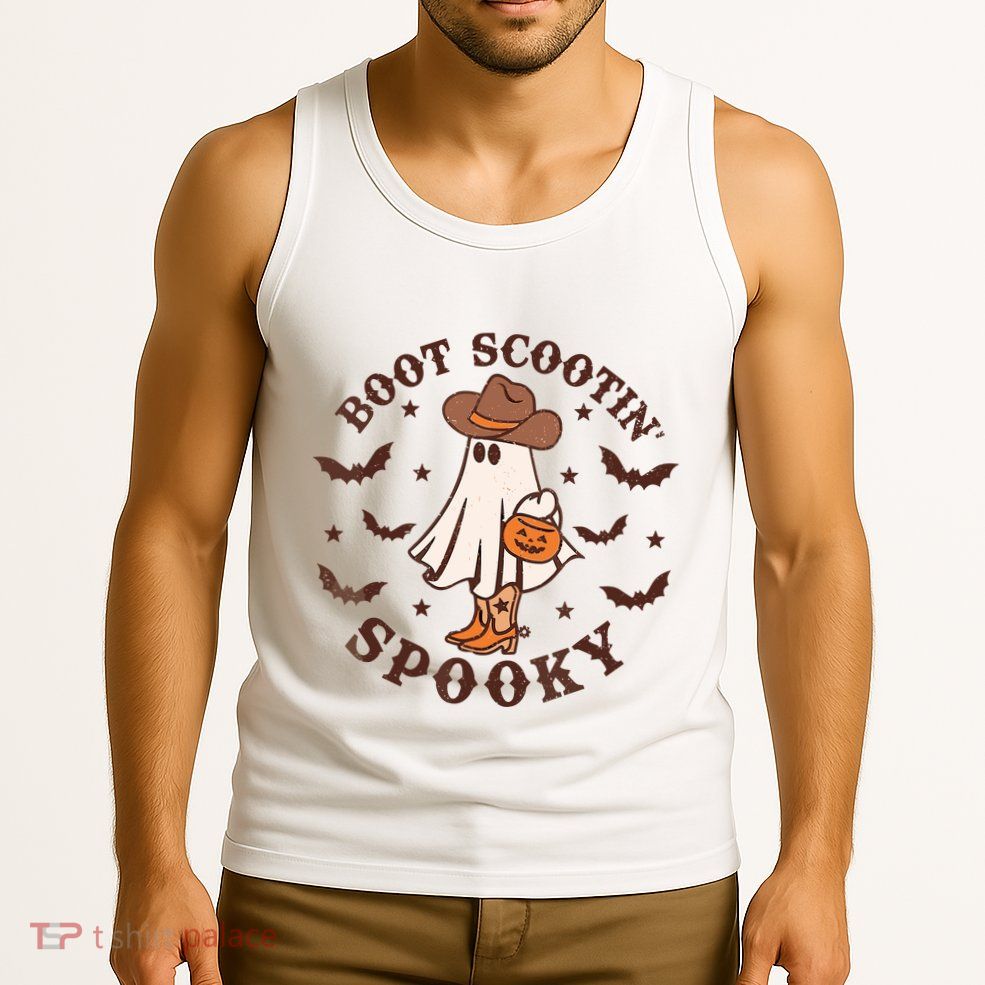 Boot Scootin Spooky Cowboy Ghost Western Halloween Cute Spooky Tank Top
