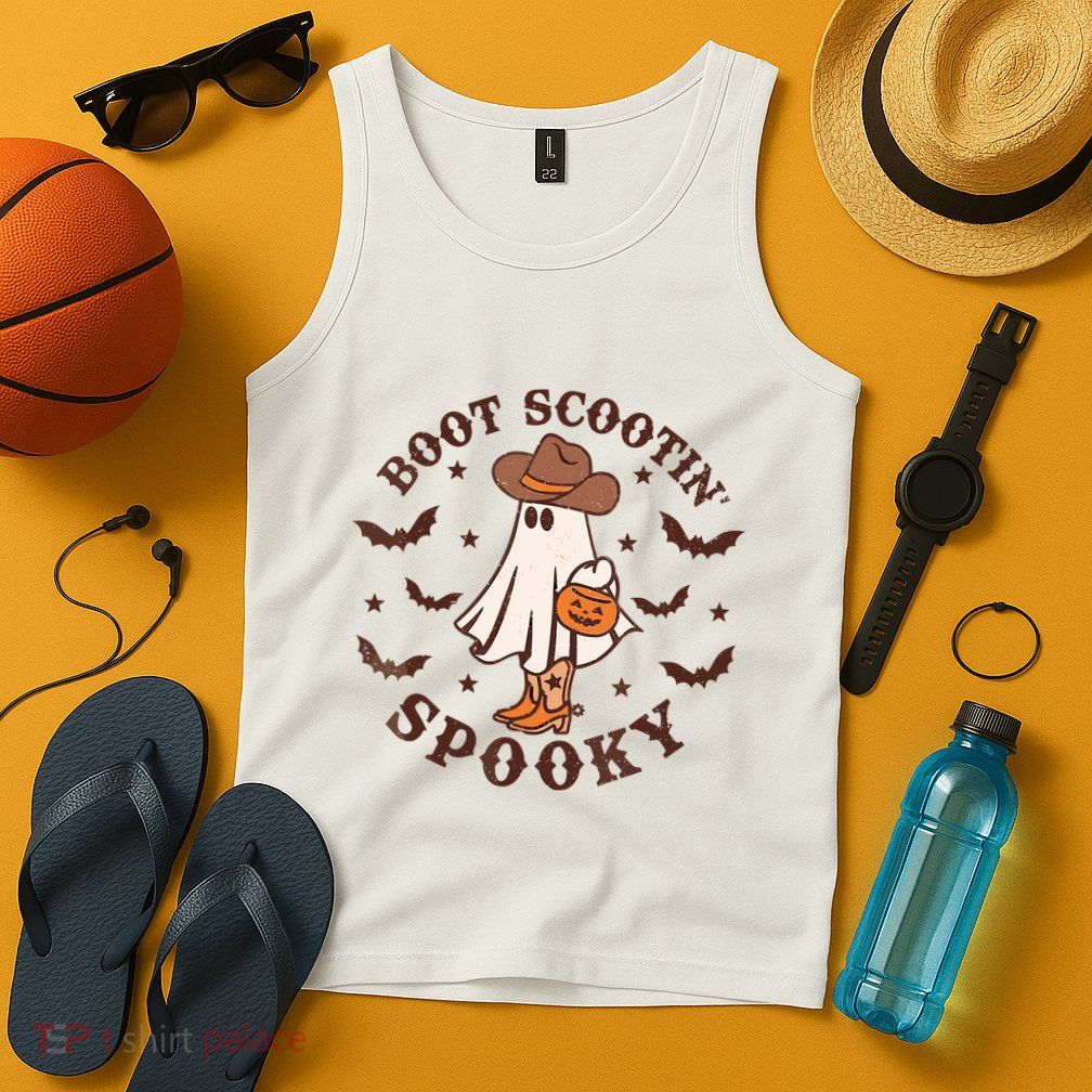Boot Scootin Spooky Cowboy Ghost Western Halloween Cute Spooky Tank Top