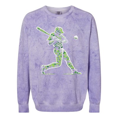 Baseball Shamrocks St Patricks Day Baseball Gift Colorblast Crewneck Sweatshirt