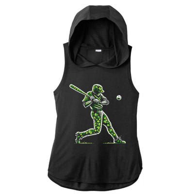 Baseball Shamrocks St Patricks Day Baseball Gift Ladies PosiCharge Tri-Blend Wicking Draft Hoodie Tank