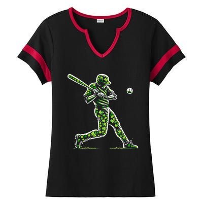 Baseball Shamrocks St Patricks Day Baseball Gift Ladies Halftime Notch Neck Tee