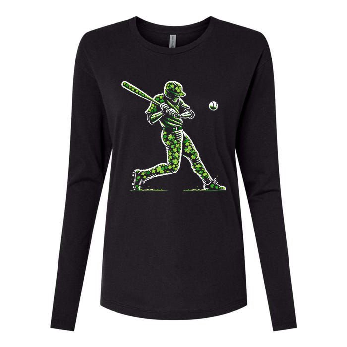 Baseball Shamrocks St Patricks Day Baseball Gift Womens Cotton Relaxed Long Sleeve T-Shirt