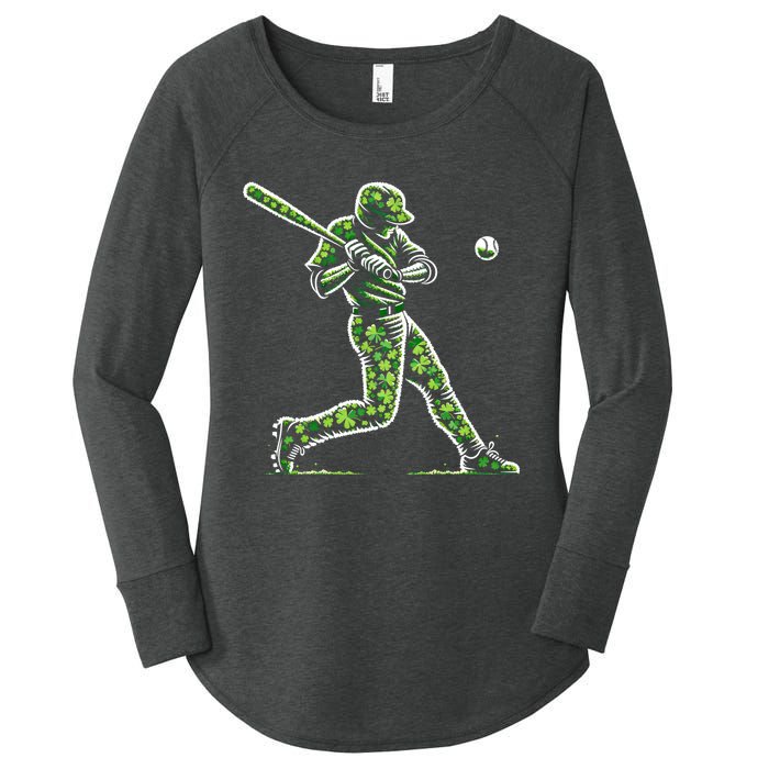 Baseball Shamrocks St Patricks Day Baseball Gift Women's Perfect Tri Tunic Long Sleeve Shirt