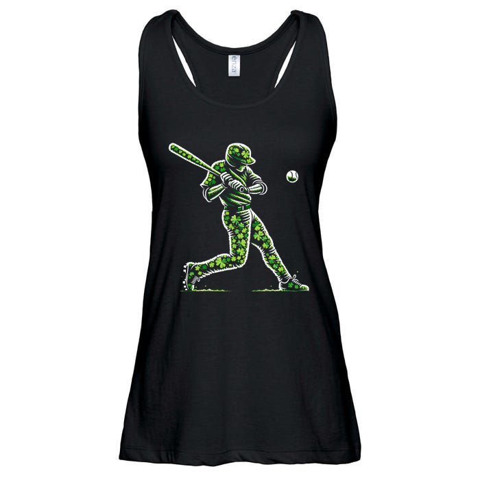 Baseball Shamrocks St Patricks Day Baseball Gift Ladies Essential Flowy Tank