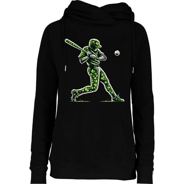 Baseball Shamrocks St Patricks Day Baseball Gift Womens Funnel Neck Pullover Hood