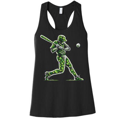 Baseball Shamrocks St Patricks Day Baseball Gift Women's Racerback Tank